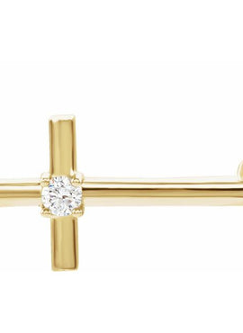 14K White Gold 1/10 CTW Natural Diamond Sideways Cross 16-18