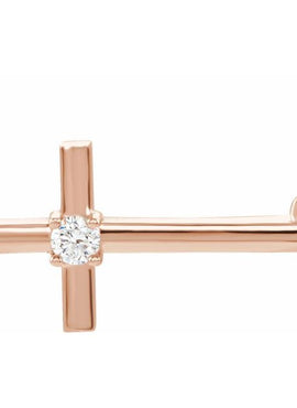 14K White Gold 1/10 CTW Natural Diamond Sideways Cross 16-18