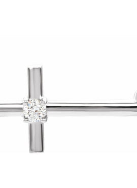 14K White Gold 1/10 CTW Natural Diamond Sideways Cross 16-18