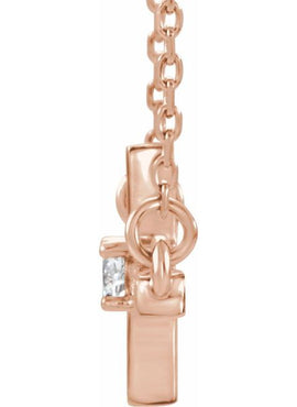 14K White Gold 1/10 CTW Natural Diamond Sideways Cross 16-18