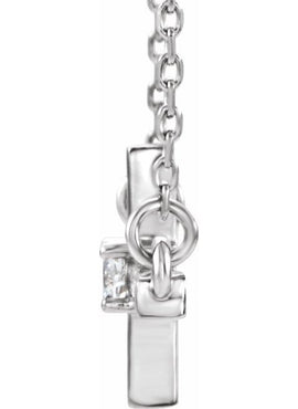 14K White Gold 1/10 CTW Natural Diamond Sideways Cross 16-18