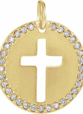 14K White Gold .08 CTW Natural Diamond Pierced Cross Pendant