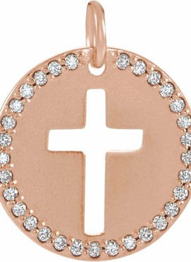14K White Gold .08 CTW Natural Diamond Pierced Cross Pendant