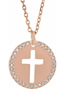 14K White Gold .08 CTW Natural Diamond Pierced Cross Pendant