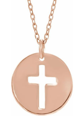 14K White Gold .08 CTW Natural Diamond Pierced Cross Pendant