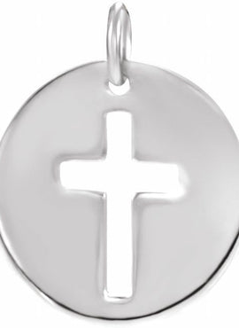 14K White Gold .08 CTW Natural Diamond Pierced Cross Pendant