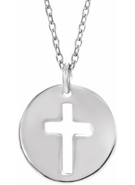 14K White Gold .08 CTW Natural Diamond Pierced Cross Pendant