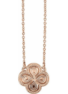 14K White Gold Clover 18