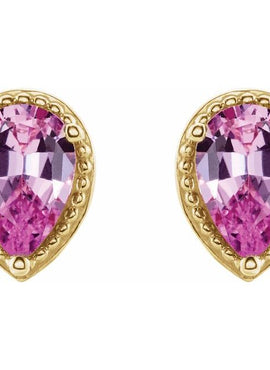 14K White Gold Natural Pink Sapphire Earrings