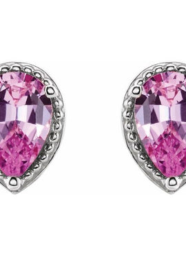 14K White Gold Natural Pink Sapphire Earrings