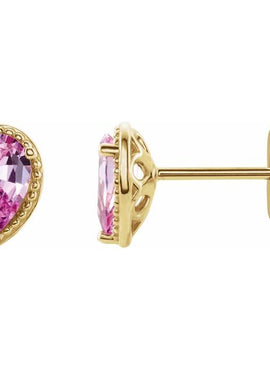 14K White Gold Natural Pink Sapphire Earrings