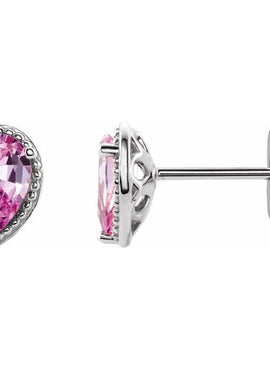 14K White Gold Natural Pink Sapphire Earrings