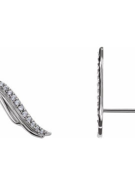 14K White Gold .06 CTW Natural Diamond Ear Climbers