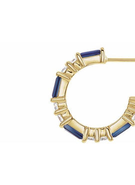 14K White Gold Natural Blue Sapphire & 1/2 CTW Natural Diamond 17.2 mm Hoop Earrings