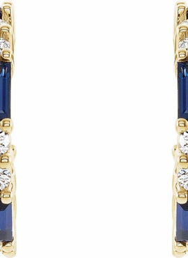 14K White Gold Natural Blue Sapphire & 1/2 CTW Natural Diamond 17.2 mm Hoop Earrings