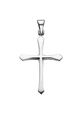 14K White Gold 28.5x21 mm Cross Pendant