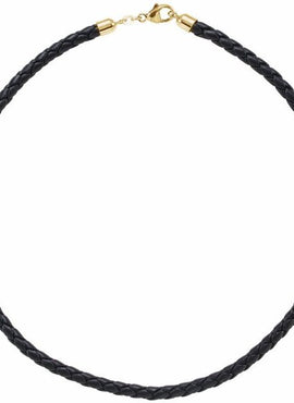 Black 5 mm Braided Leather 16