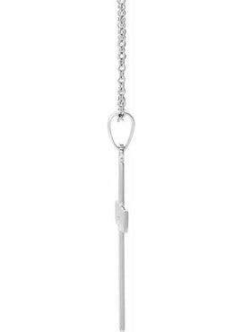 14K White Gold .0075 CT Natural Diamond Cross 18
