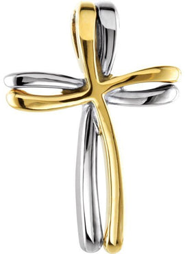 14K Yellow/White Gold 27x19 mm Cross Pendant