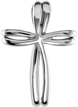 14K Yellow/White Gold 27x19 mm Cross Pendant