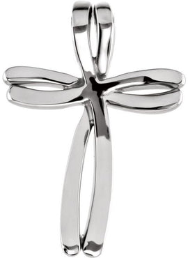 14K Yellow/White Gold 27x19 mm Cross Pendant