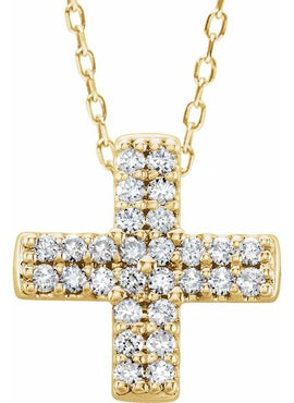 14K White Gold .07 CTW Natural Diamond Cross Pendant