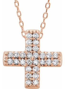 14K White Gold .07 CTW Natural Diamond Cross Pendant