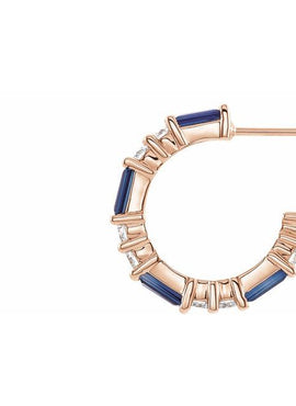 14K White Gold Natural Blue Sapphire & 1/2 CTW Natural Diamond 17.2 mm Hoop Earrings