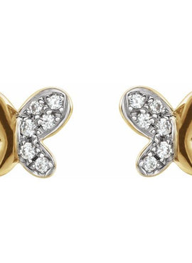 14K Yellow Gold .04 CTW Natural Diamond Butterfly Earrings