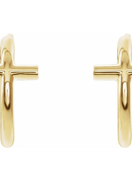 14K White Gold 11.8 mm Cross Hoop Earrings