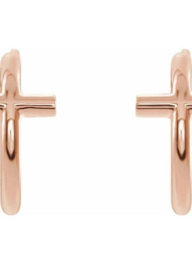 14K White Gold 11.8 mm Cross Hoop Earrings