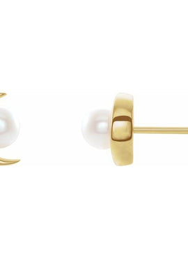 14K White Gold Cultured White Freshwater Pearl Earrings