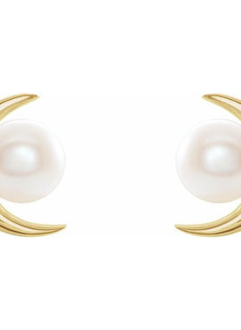 14K White Gold Cultured White Freshwater Pearl Earrings
