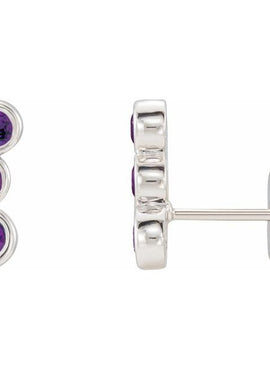 14K White Gold Natural Blue Sapphire Ear Climbers
