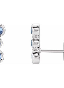 14K White Gold Natural Blue Sapphire Ear Climbers