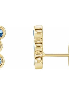 14K White Gold Natural Blue Sapphire Ear Climbers