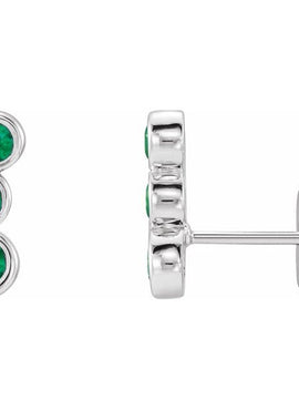 14K White Gold Natural Blue Sapphire Ear Climbers