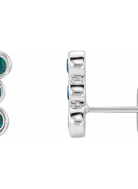 14K White Gold Natural Blue Sapphire Ear Climbers