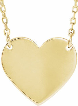 14K White Gold Engravable Heart 16-18