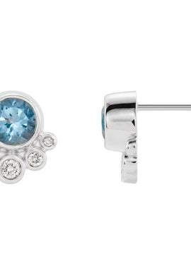 14K White Gold Natural Mozambique Garnet & 1/8 CTW Natural Diamond Earrings
