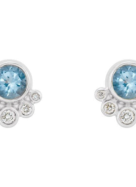 14K White Gold Natural Mozambique Garnet & 1/8 CTW Natural Diamond Earrings