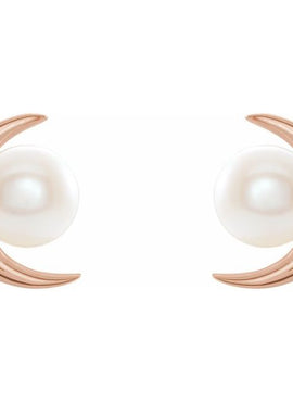 14K White Gold Cultured White Freshwater Pearl Earrings