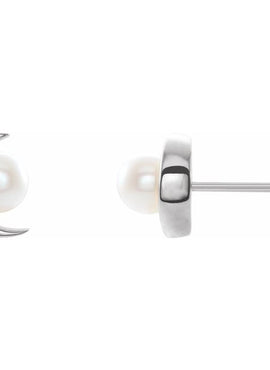 14K White Gold Cultured White Freshwater Pearl Earrings