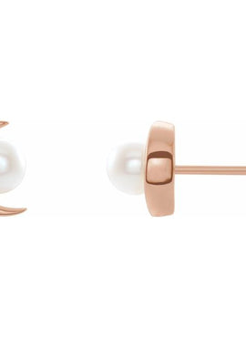 14K White Gold Cultured White Freshwater Pearl Earrings