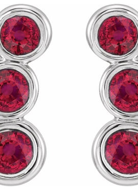 14K White Gold Natural Blue Sapphire Ear Climbers
