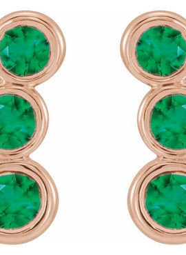 14K White Gold Natural Blue Sapphire Ear Climbers