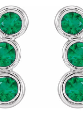 14K White Gold Natural Blue Sapphire Ear Climbers