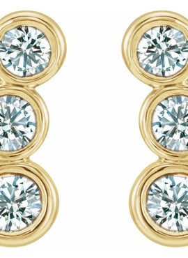 14K White Gold Natural Blue Sapphire Ear Climbers