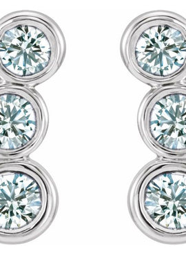 14K White Gold Natural Blue Sapphire Ear Climbers