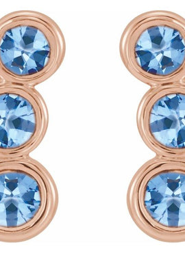 14K White Gold Natural Blue Sapphire Ear Climbers